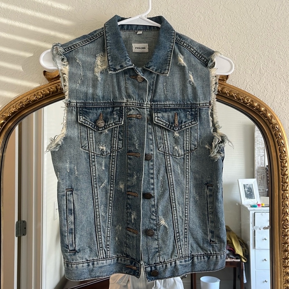Distressed Jean Vest